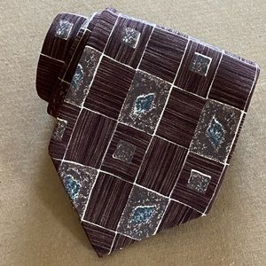 Zylos George Machado Brown Square Pattern Necktie